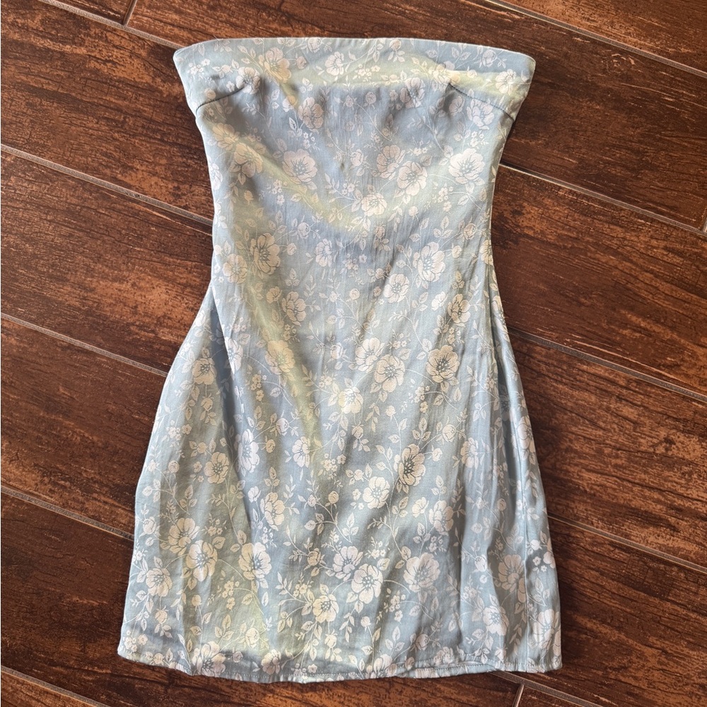 princess polly ramie strapless mini dress blue